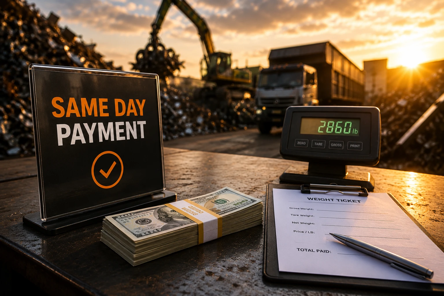 Same day scrap metal payment