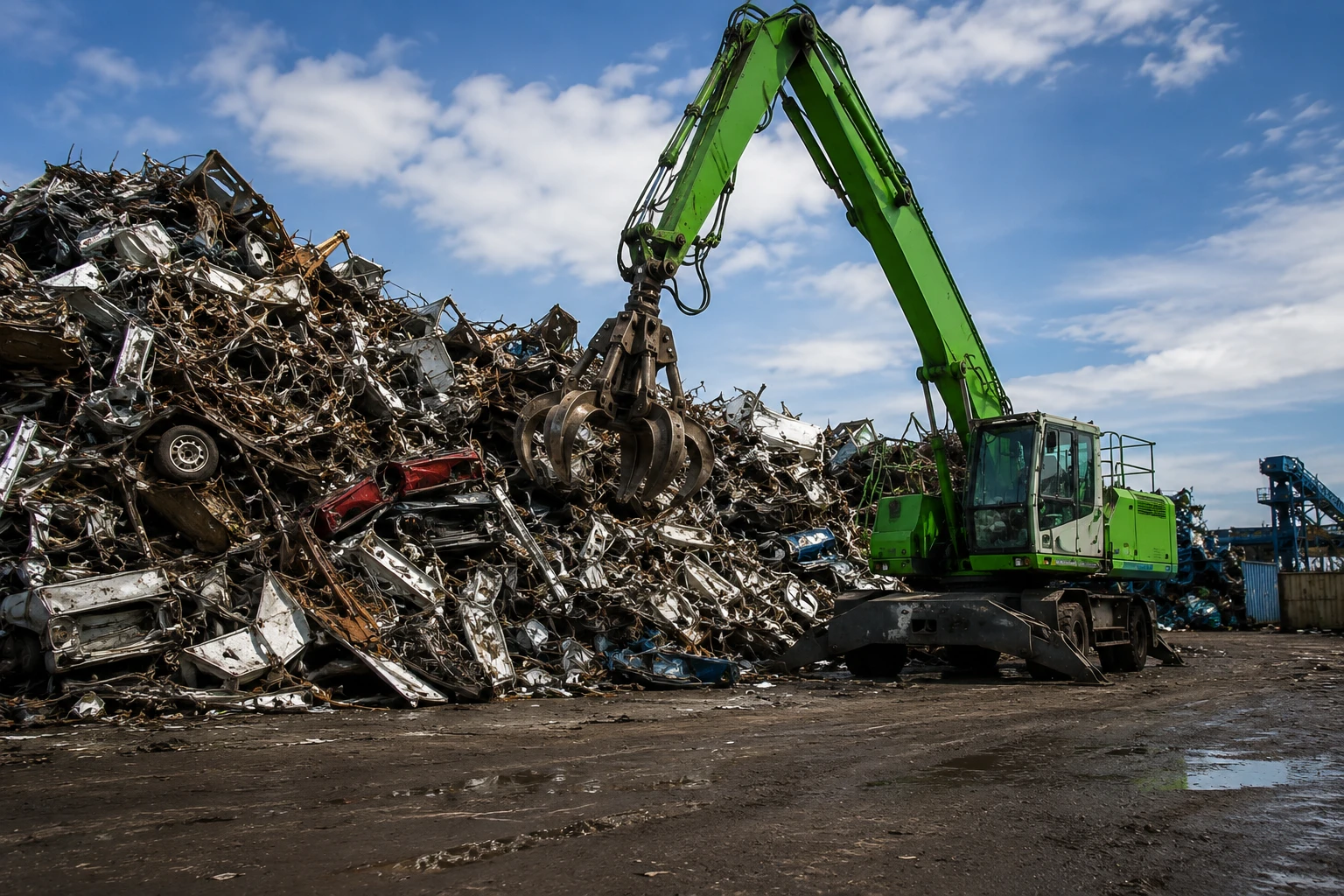 Baled scrap metal ready for processing at East Coast Metals
